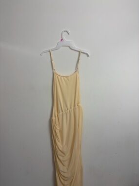 Women's Pale Yellow Maxi Slip Dress with Adjustable Straps
